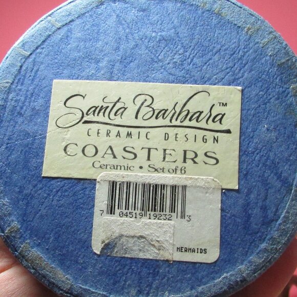 set of 6 wine drink cocktail mermaid ceramic coasters Santa Barbara - Picture 7 of 7